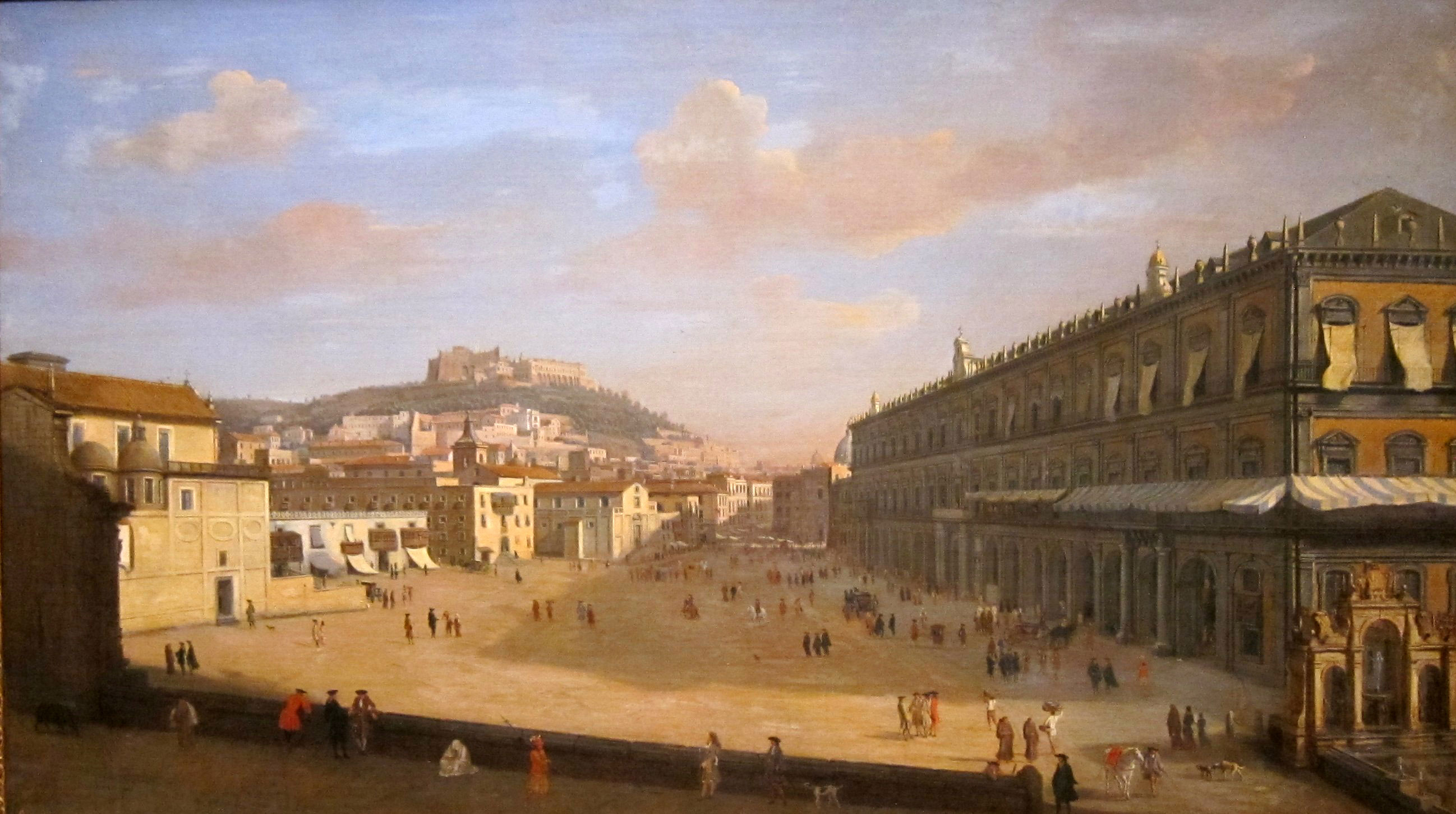 Napels (View of the Royal Palace at Naples door Gaspa van Wittel